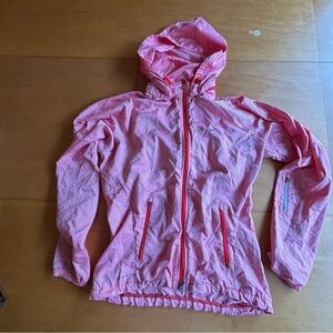 Nike S storm fit nylon white orange gingham full zip windbreaker detachable hood